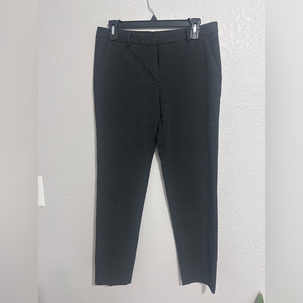 Zara chic black pants with white dots pattern.